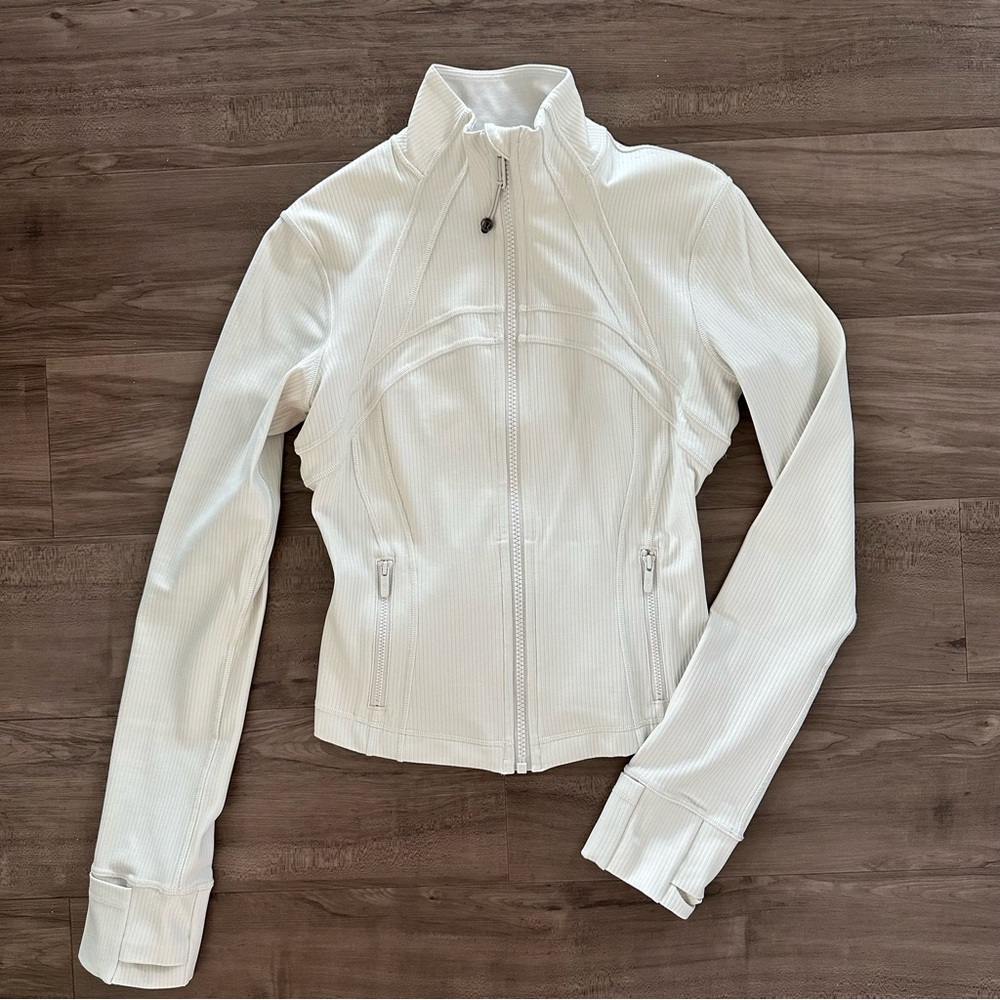 Lululemon Cropped Define Jacket Ribbed Nulu Bone Radiate Transparent Foil 4 NWOT